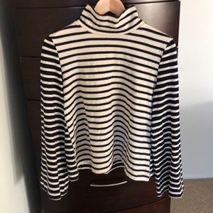 Navy/Ivory Striped Bell Sleeve Mock